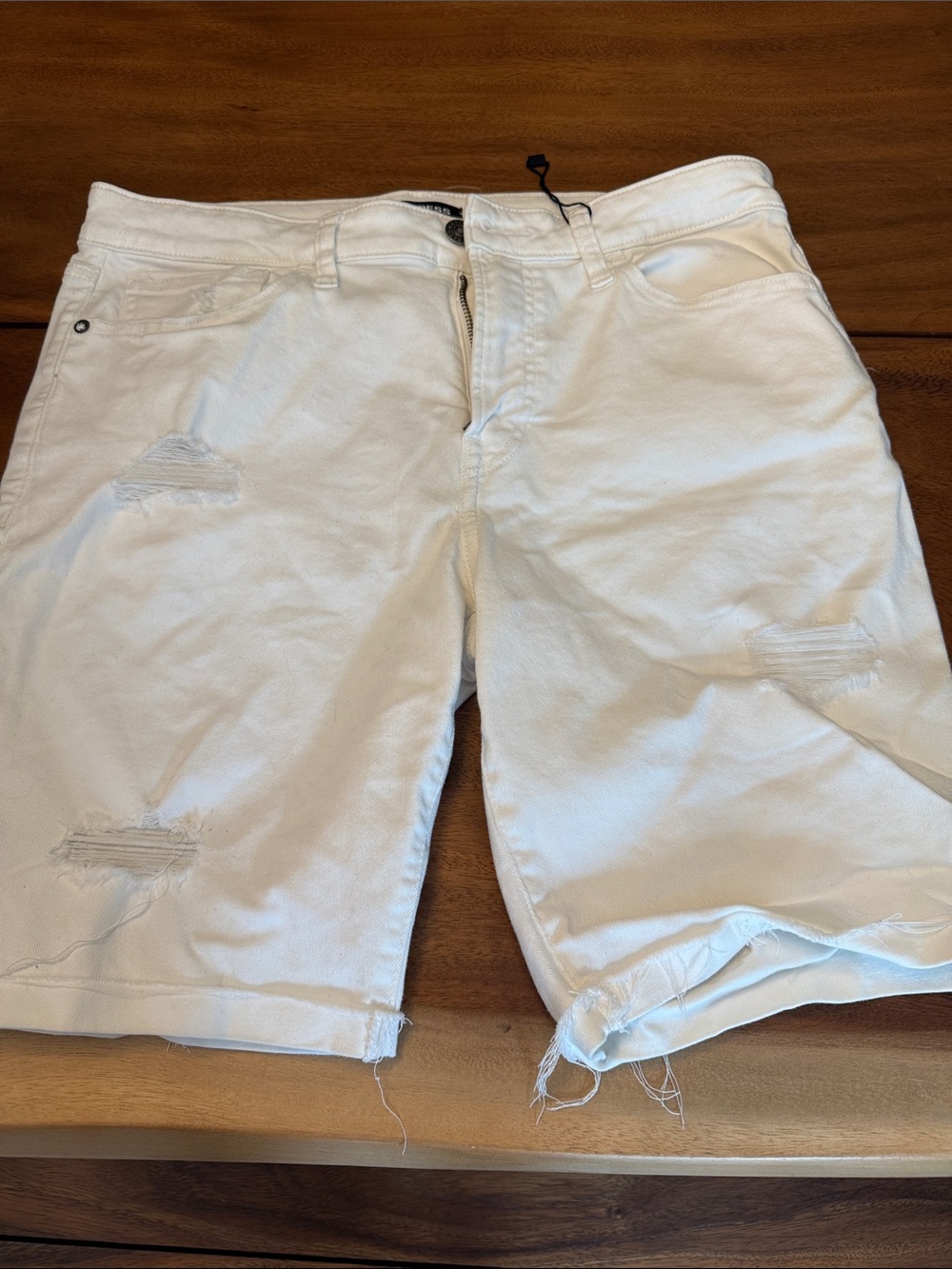 Express White Distressed Denim Jean Shorts